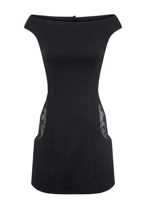 wool bouchè sleeveless mini dress woman black MARINE SERRE | WDR398ACWOV0077BK99